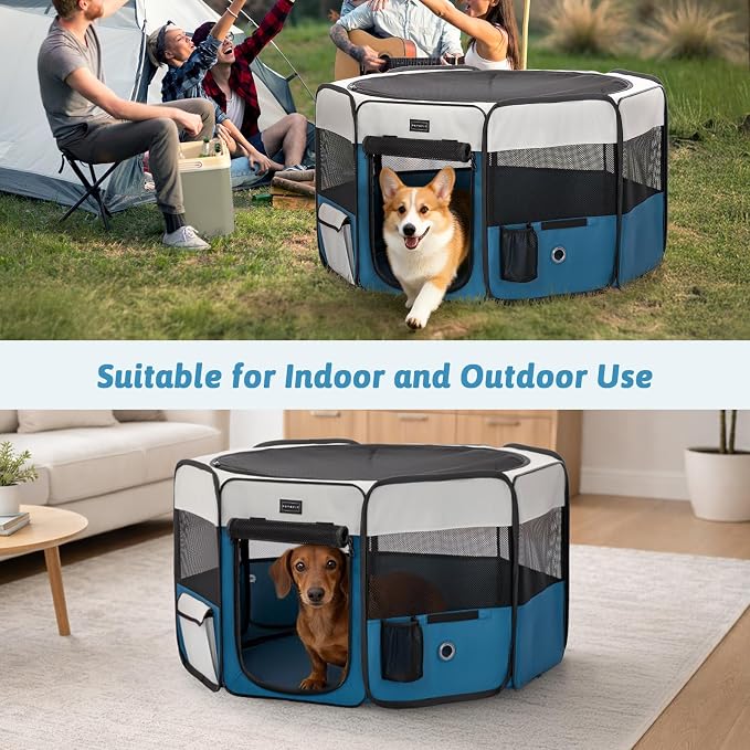 PETSFIT Portable Dog Playpen, 36in, with Waterproof Mat