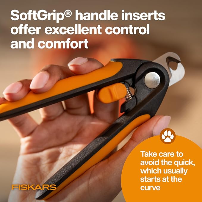 Fiskars Large Pet Nail Clippers, 5.75in, Orange/Black