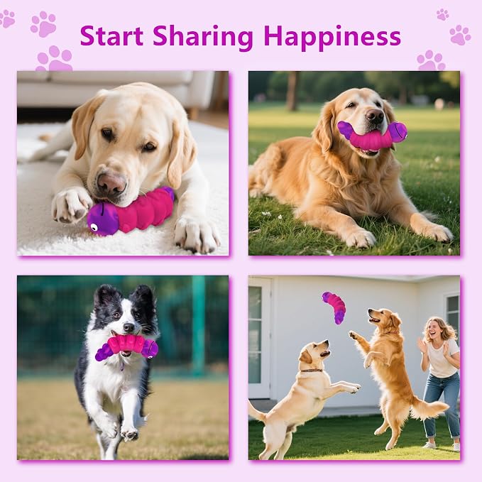Indestructible Dog Toys for Aggressive Chewers, Tough Toy | Chew Toys for Large and Medium Dogs, Squeaky Rubber & Beef-Flavored Nylon, Dental Care, Boredom & Anxiety Relief