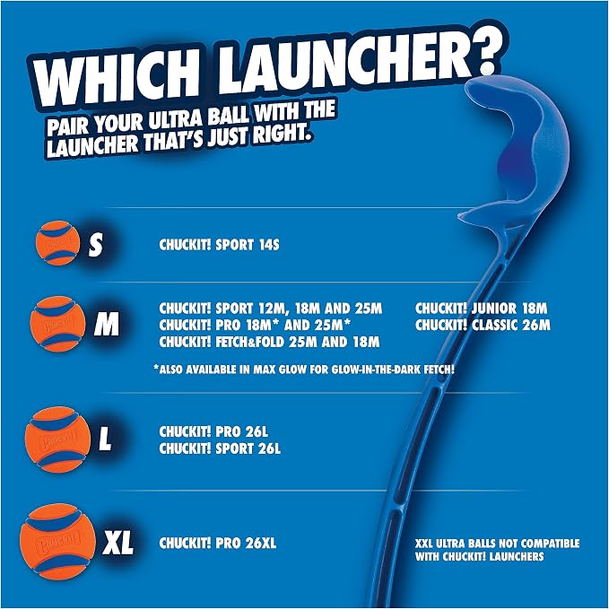 Chuckit! Classic 26M Dog Ball Launcher, 26in, Includes Medium 2.5in Ball | Compatible with Medium 2.5 In Balls, for Dogs 20-60 Pounds, Made in USA, Comes with 1 Medium Ultra DogBall