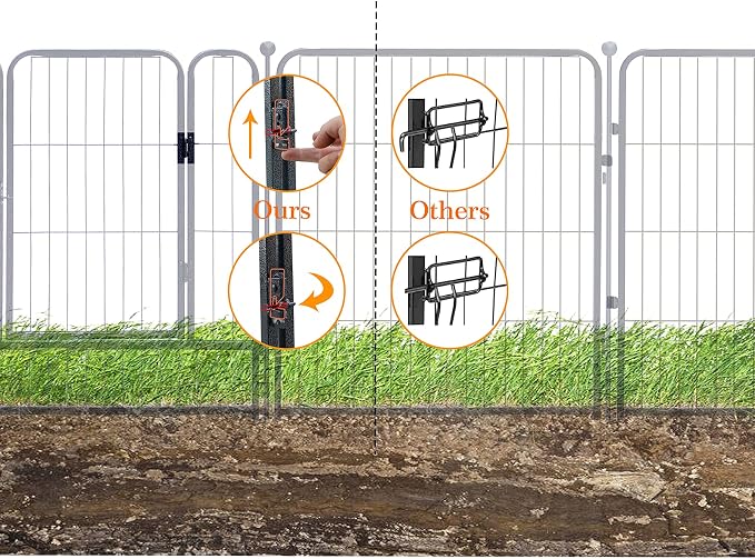 Dog Playpen,24/32/40 Inch Height in Heavy Duty,Folding Indoor Outdoor Dog Exercise Fence, Portable Pet Playpen with Door for Large Medium Dogs - Silver Gray (24 Panels, 32 inch)