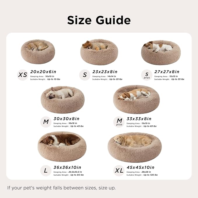 Bedsure Calming Dog Bed Medium Size Dog Donut Washable Pet Bed,30ins