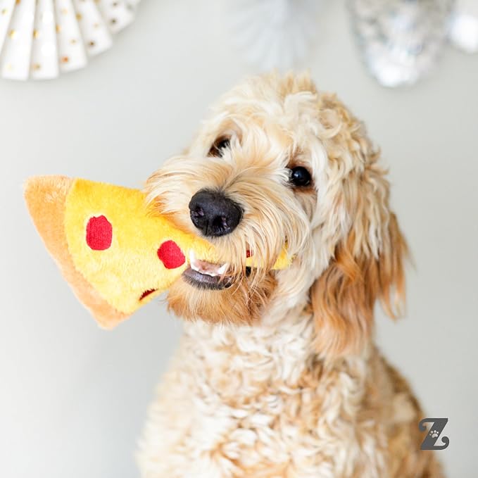 ZippyPaws NomNomz Dog Squeaky Toys to Keep Them Busy, Pet Products - Pizza | Funny Food Plush for Small & Medium Dogs, Cute Stuffed Puppy Toy, Gift for Dogs of All Breeds, Soft and Cuddly