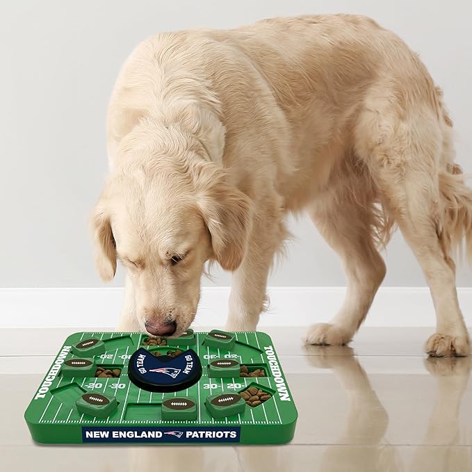 Pets First NFL New England Patriots Large Puzzle Toy - Interactive Dog Slow Feeding Puzzle Treat Toy
