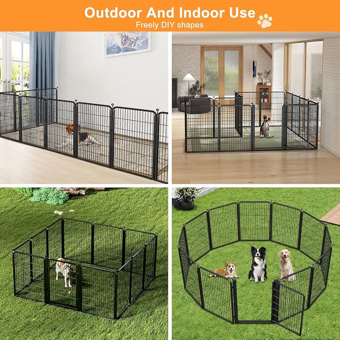 Wide Gate Dog Playpen Fence, 40in 10 Panels