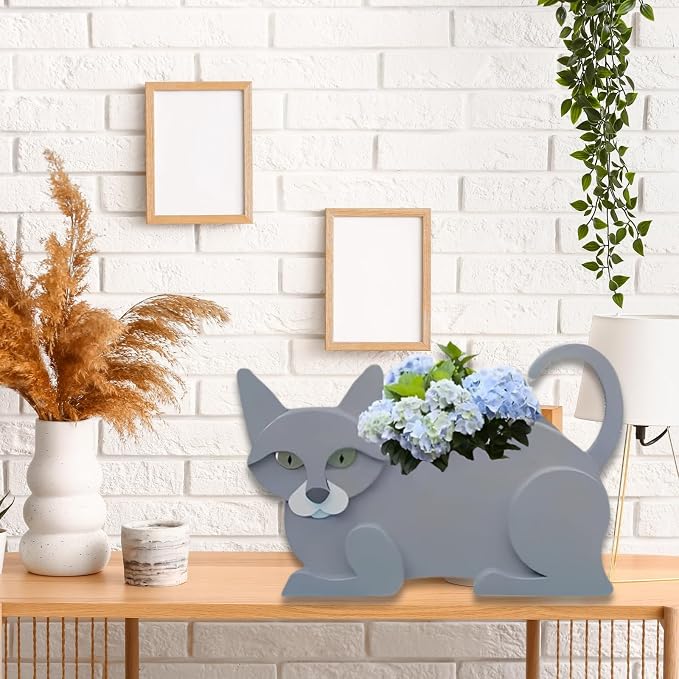 British Short Cat Planter Pots, Animal Shaped Flower Pot