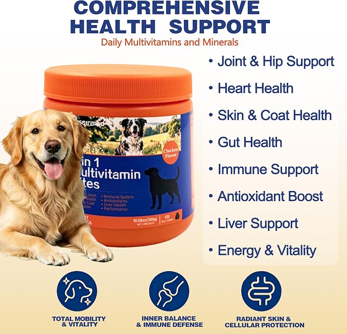 Dog Multivitamin, 8-in-1 Chewable Dog Vitamins and Supplements