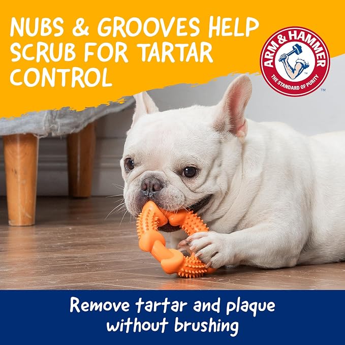 Arm & Hammer Nubbies Rubber Ring Dog Dental Chew Toy, Peanut Butter | Baking soda infused, no-stuffing design, reduces plaque and tartar buildup, for moderate chewers daily
