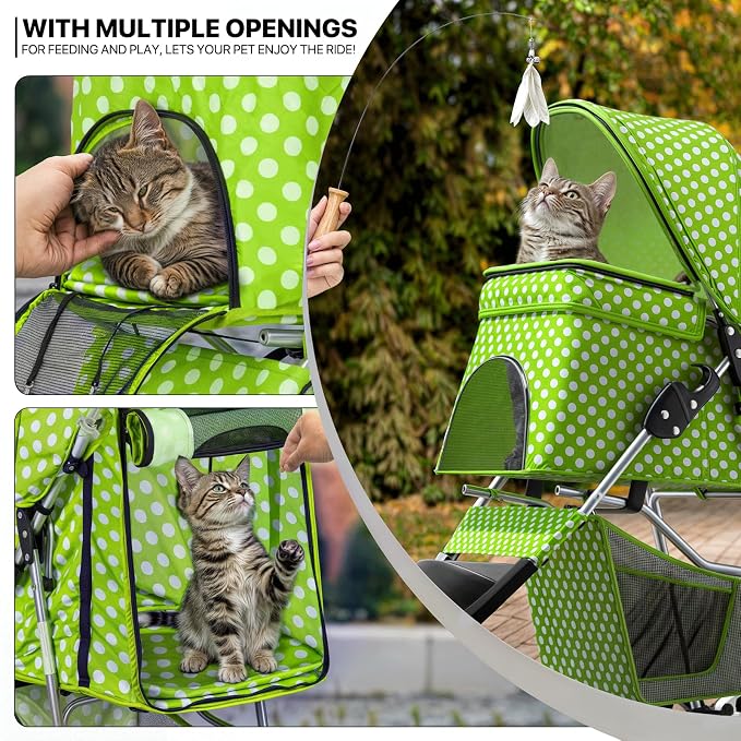MoNiBloom 3-Wheel Foldable Pet Stroller - Lawn Green