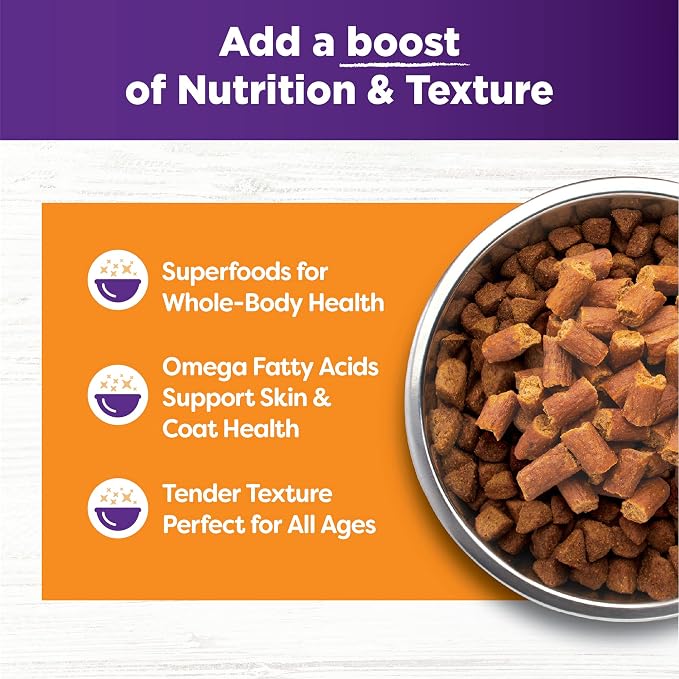 Wellness Bowl Boosters Tender Toppers Dog Food Topper for Small, Medium, and Large Breeds, Grain Free, Natural, Turkey and Chicken Recipe, 2 lb Bag