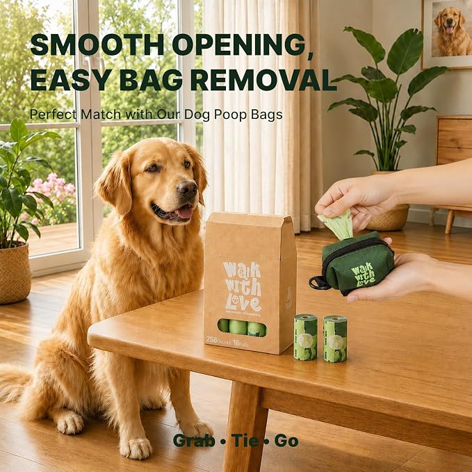 Dog Poop Bag Holder For Leash, Doggy Poop Bag Dispenser With Velcro Attachment, Suitable For Any Retractable Leash, Reusable Dispenser For Travel, Walking, Park, And Outdoor Use (Green)