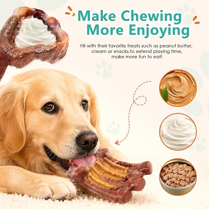 Fuufome Tough Dog Chew Toys for Medium & Large Aggressive Chewers, 2 Pack | Indestructible, Hard Nylon Bone, Long Lasting Chewing, Teeth Cleaning, to Keep Them Busy, for 20-100 Lb Dogs, Milk Flavor