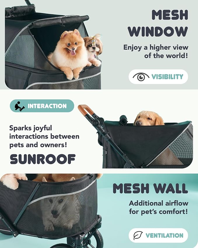 Zoosky Large Pet Stroller - up to 110lbs, All-Terrain, Low Entry