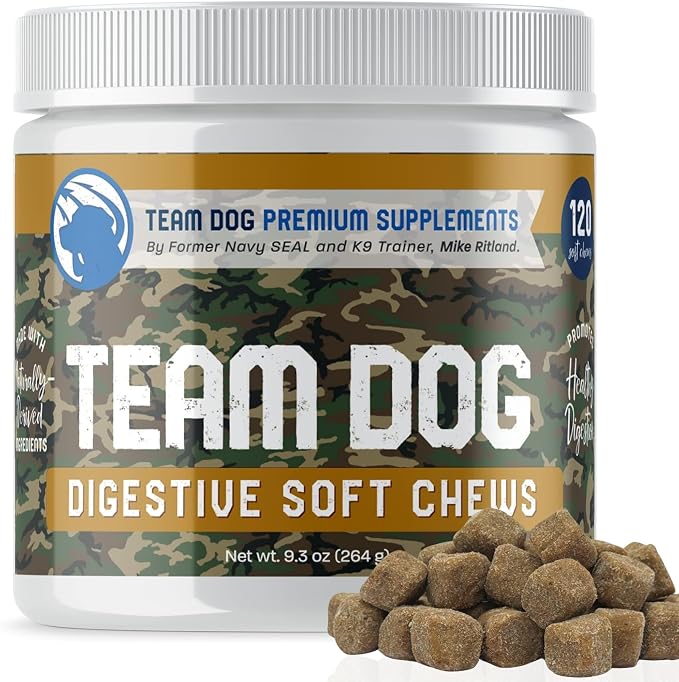 TEAM DOG Probiotic Chews for Dogs | Digestive Enzymes & Dog Probiotics for Yeast, Itchy Skin and Itchy Ears | for Allergies & Sensitive Stomachs | Promotes Digestive & Gut Health for Dogs | 120 Count