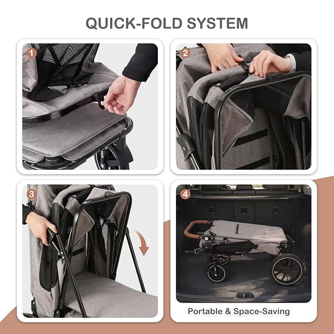 MoNiBloom Large Pet Stroller - Mobility Aid, up to 99lbs, Anti-Slip Ramp