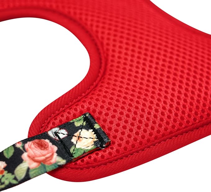 Blueberry Pet Black Floral Print Mesh Dog Harness Vest for Large Dogs, Soft Breathable Adjustable Dog Harness