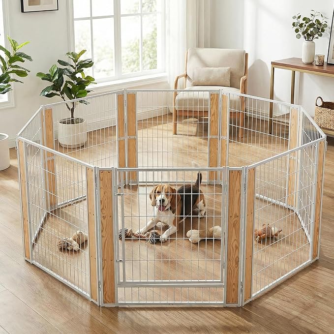 Heavy Duty Dog Playpen, 32in H 8 Panels, White