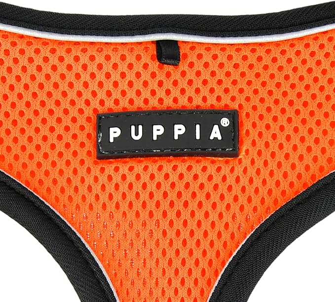Puppia Soft Dog Harness Pro No Choke Over-The-Head Reflective Straps Triple Layered Breathable Mesh Adjustable Chest Belt and Quick-Release Buckle, Orange, Large