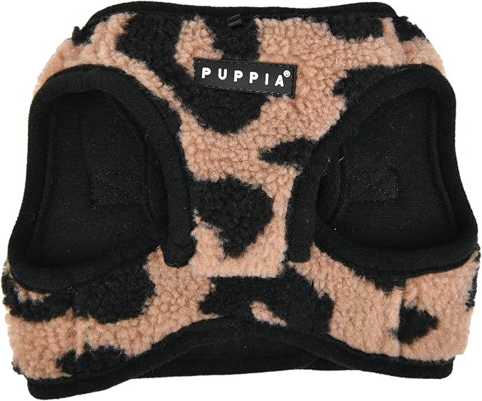 Puppia Serval Vest Dog Harness Step-in Warm Winter Leopard Pattern for Small and Medium Dog, Beige, Large