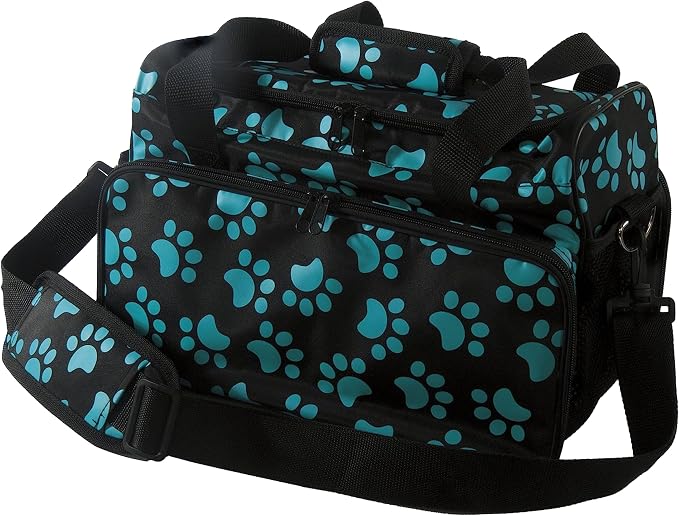 WAHL Professional Animal Travel Tote Bag with Zipper, 28.8in, Turquoise Paw Print