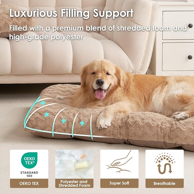 EHEYCIGA Washable XL Dog Beds Large Sized Dog, 41x27 Inch Pet Bed, Camel