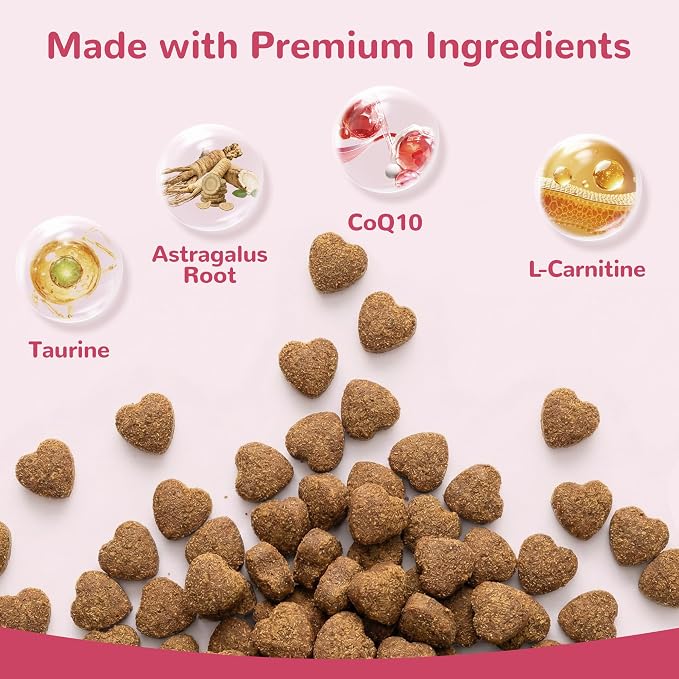 Heart Support Supplement for Dogs, Taurine for Senior & Puppy Dogs, Dog Multivitamin with CoQ10 & L-Carnitine for Heart, Cardiovascular & Antioxidant Support - 200ct