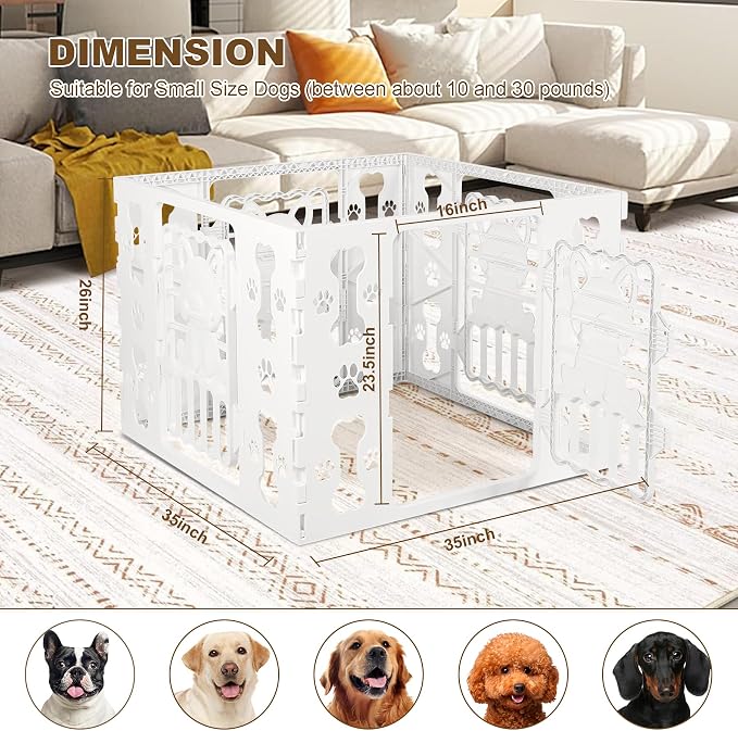 Dog Playpen for Dogs Indoor Small Dog Play Pen Indoors Outdoors Portable Dog Pen 4-Panel & 4-Door Pet Fence Unique Design
