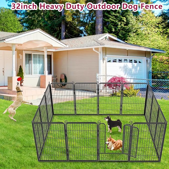 Anti-Rust Dog Playpen Fence, 32in 24 Panels
