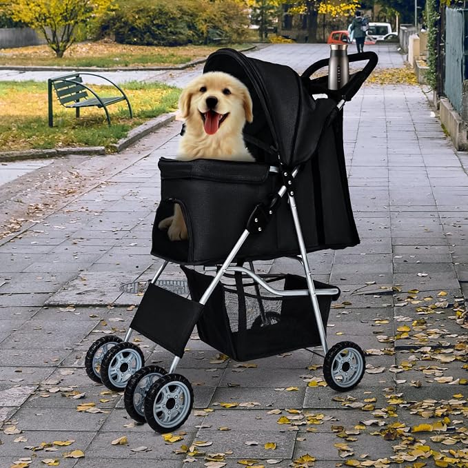 BestPet Pet Stroller - Black, 4 Wheels