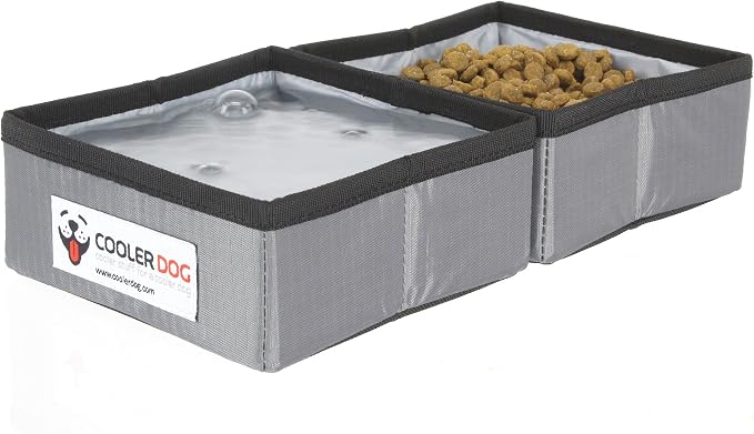 CoolerDog Pocket Bowl Collapsible Dog Bowls, Double, Large 56 oz x2