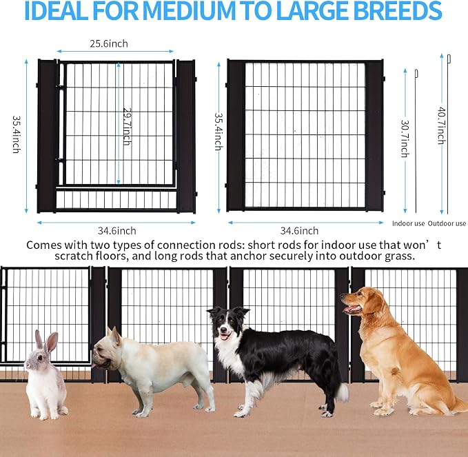 Heavy Duty Dog Playpen, 35.4in H 12 Panels, Black