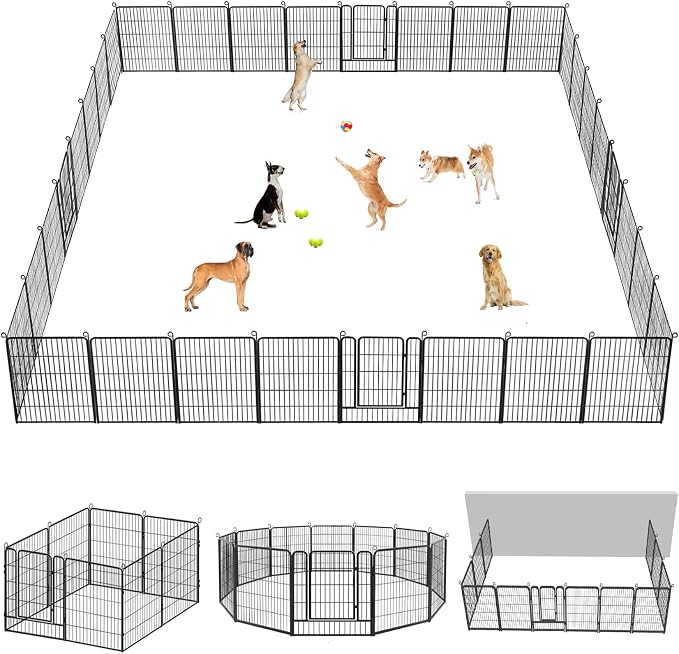 Anti-Rust Dog Playpen Fence, 32in 34 Panels