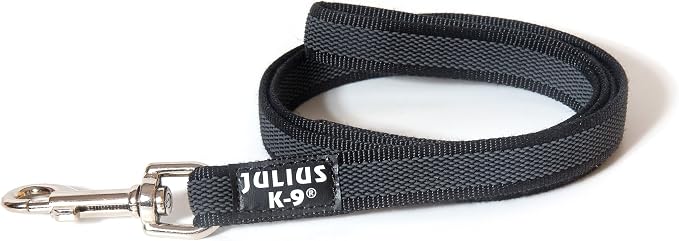 Color & Gray Super-Grip Leash with Handle, 0.79 in x 3.3 ft, Black-Gray