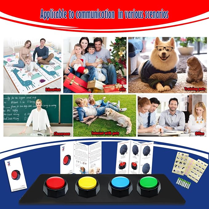Recordable Buttons, Pack of 4, with Mat