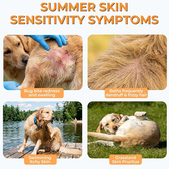 Skin and Coat Supplement for Dogs, Omega 3 Fish & Salmon Oil with EPA & DHA, Colostrum Support Skin & Coat Healthy, Itchy Dog Allergy May Reduce Shedding, Chicken Flavor, 120 Ct