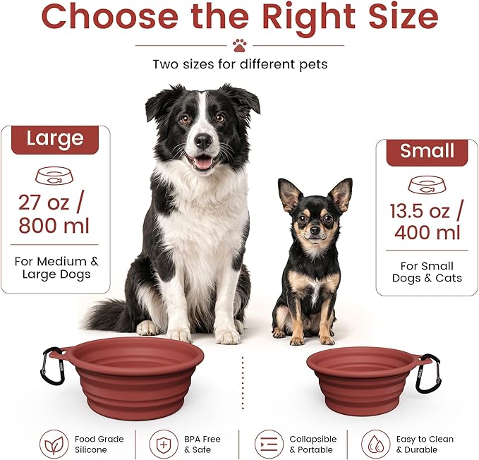 OHMO Collapsible Dog Bowl, 2 Pack, 12oz/400ml