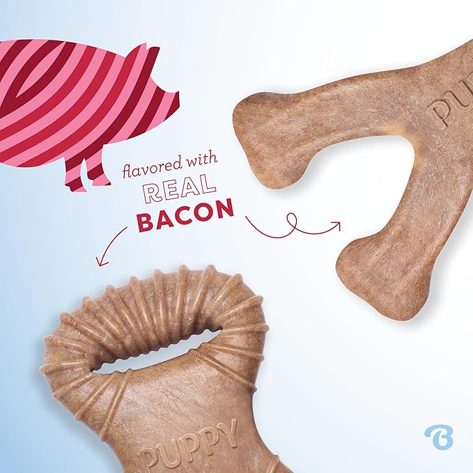 Benebone Puppy 2-Pack Dental Chew/Wishbone Dog Chew Toys, Real Bacon, Small | Durable, Made in USA, Dog Bones, Puppy Toys, Puppy Teething Toys, Long-Lasting, Keeps Them Busy