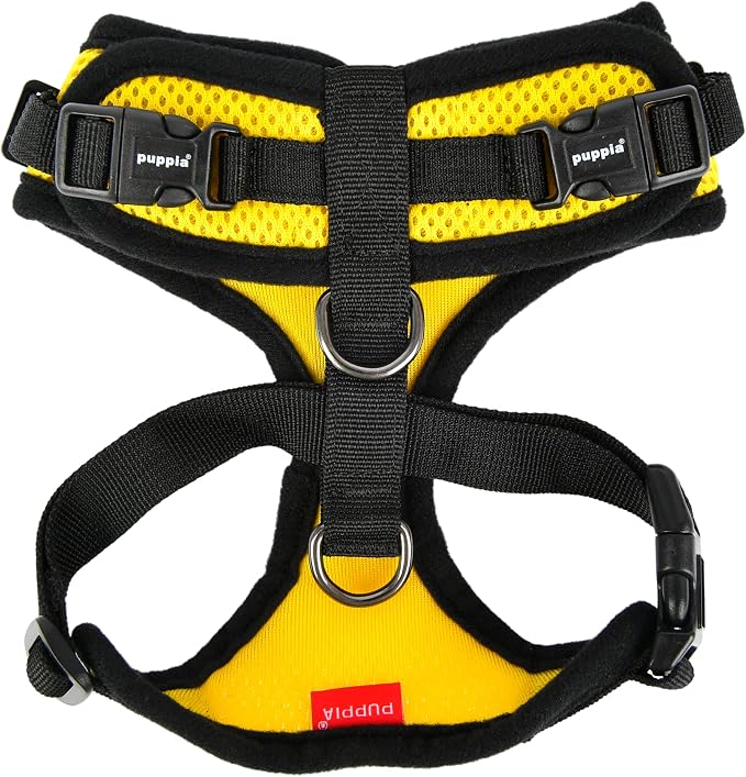 Puppia RiteFit Dog Harness Mesh Over-the-Head All Season No Pull No Choke Walking Training Adjustable Neck & Chest for Small & Medium Dog - Yellow - Small