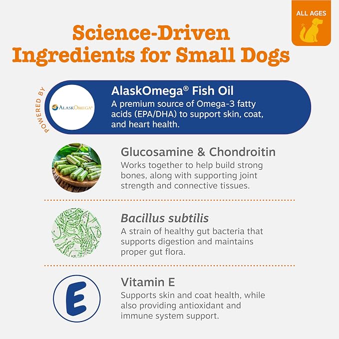 Zesty Paws Dog Multivitamin, Chewable Dog Vitamins and Supplements for Hip & Joints, Skin & Coat, Omega 3 Fish Oil for Dogs- Senior & Puppy Multivitamin - Chicken Mini Bites- 90ct (Pack of 2)