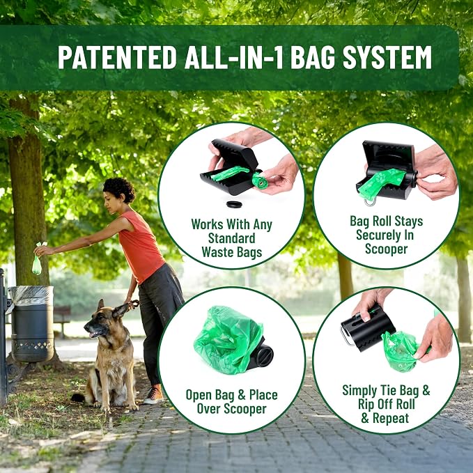 Small Pet Select Pooper Scooper, Dog Poop Scoop w/Bags for Pet Waste, Portable Design with Leash Clip and Bag Dispenser