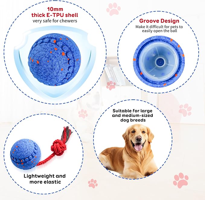 Interactive Dog Toy for Medium & Large Dogs, Safe E-TPU, IPX 7 Waterproof | Motion Activated Pet Toys for Dogs, Durable Interactive Dog Toys to Keep Them Busy, Rechargeable Moving Bouncing Dog Ball