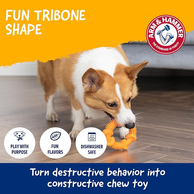 Arm & Hammer Nubbies Rubber Ring Dog Dental Chew Toy, Peanut Butter | Baking soda infused, no-stuffing design, reduces plaque and tartar buildup, for moderate chewers daily