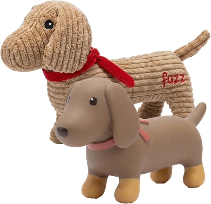 Fuzzl Sizzles the Dachshund Puppy Pack Dog Toys, Small, Pack of 2 | Plush Cord, Plush Latex Sausage Dogs, Soft Chew and Squeaky, For Puppies and Small Dogs