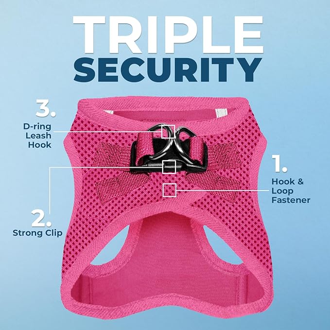 Voyager Step-in Air Dog Vest Harness - Fuchsia, X-Small | 13 - 14.5" in Chest, Reflective Bands, All Weather Breathable Air Mesh, Cats Compatible, Lightweight, Fast Drying