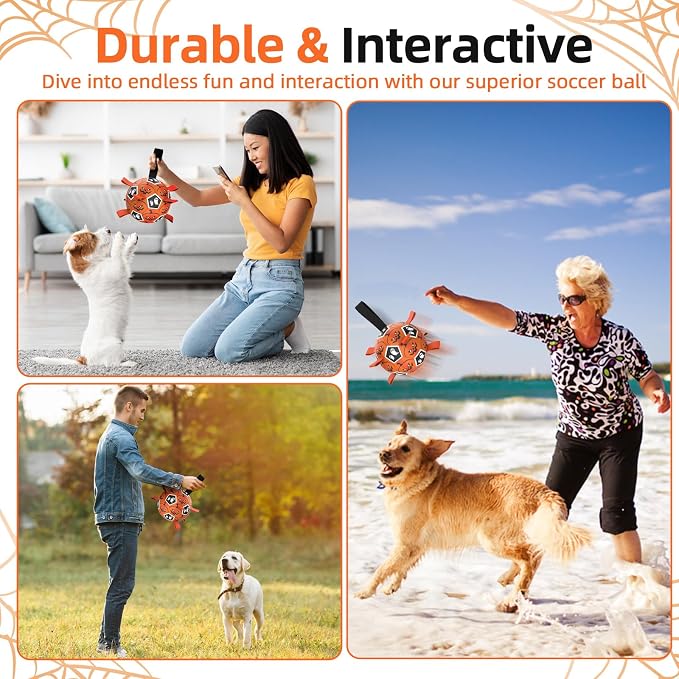 Diman Halloween Dog Toys, 7 Inch Dog Balls, Dog Soccer Ball with Straps | Outdoor Dog Toys, Balls for 30-90 lbs Dogs, Halloween Gifts for Dogs, Dog Toy Balls for Tug of War