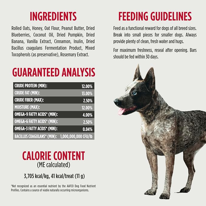Nulo Functional Granola Bars, Healthy Dog Treats, Oven Baked, Made with Prebiotics and Probiotics, Contains No Added Salt, Sugar, or Molasses, 10 Ounce Bag