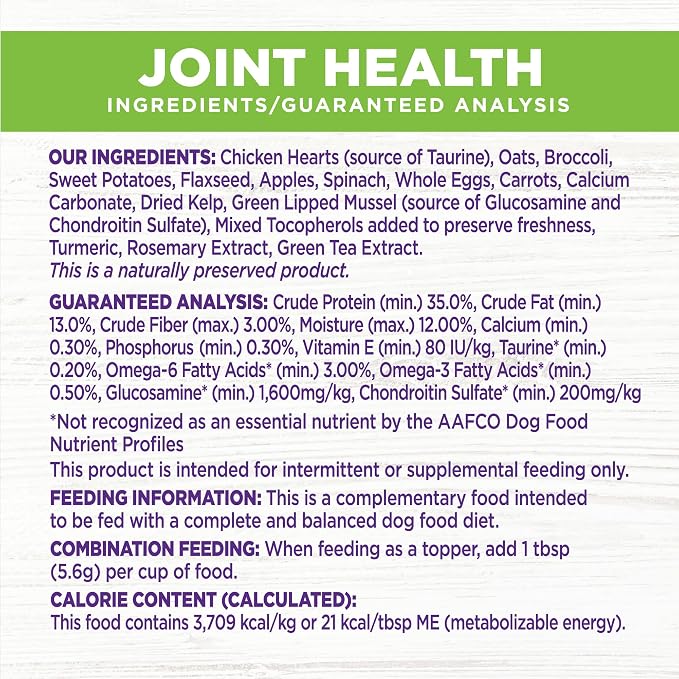 Wellness Bowl Boosters, Dog Food Topper for Small, Medium, & Large Breeds, Grain Free, Natural, Freeze Dried, Joint Health Chicken, 4 Ounce Bag (Pack of 2)