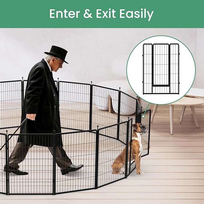 HealSmart Dog Playpen, 40in 8 Panels, Black