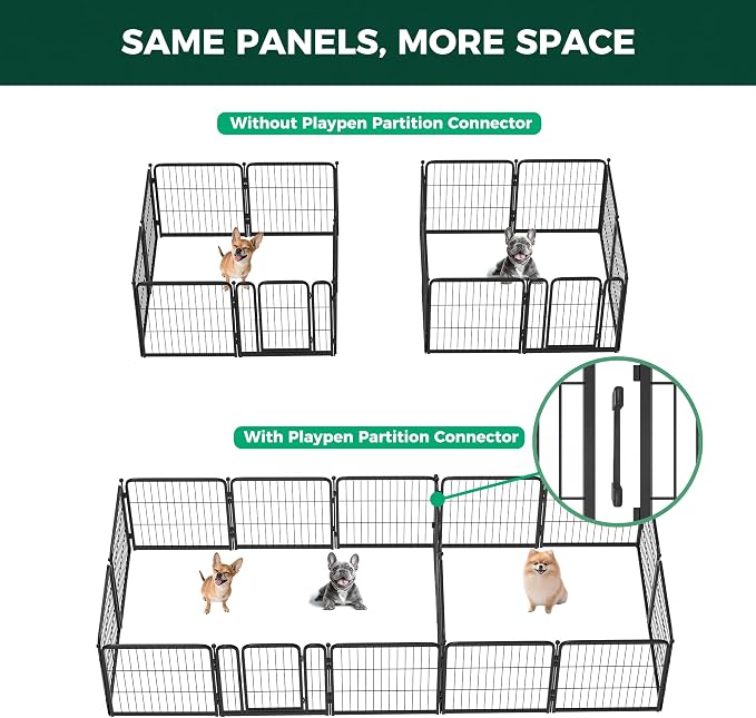 FXW Playpen Connectors, 2-Pack (Playpen Not Included), Accessories Only fit FXW Homeplus/Rollick/Instant 24inch Height Dog Pen, Black│Patent Pending