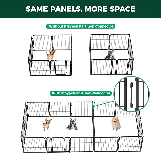 FXW Playpen Connectors, 2-Pack (Playpen Not Included), Accessories Only fit FXW Homeplus/Rollick/Instant 32inch Height Dog Pen, Black│Patent Pending